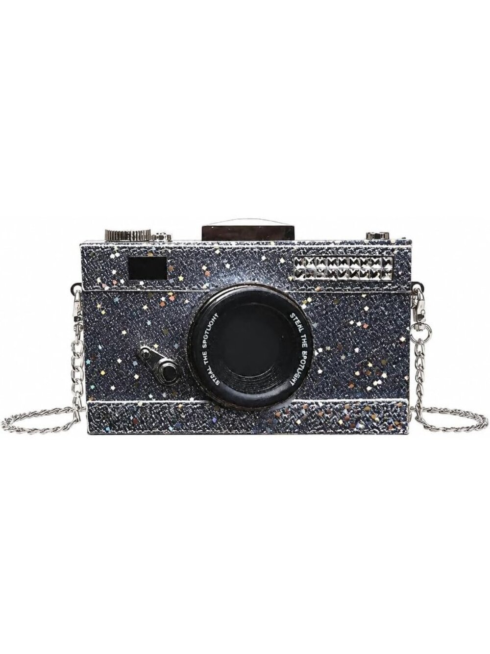 Women's Silver & Black Camera Shaped Casual Funky Style Crossbody Vintage Bag